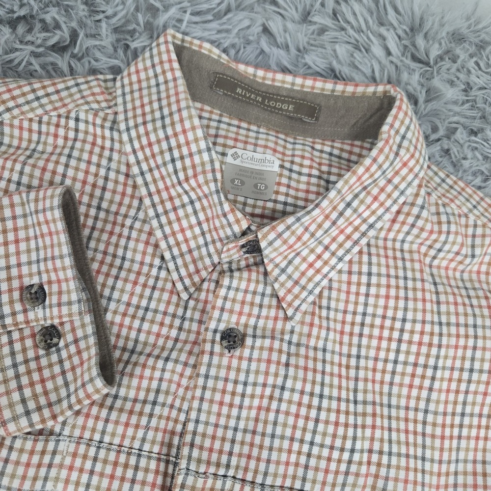 Columbia Mens XL Multi-Color River Lodge Plaid Cotton Button Down Shirt